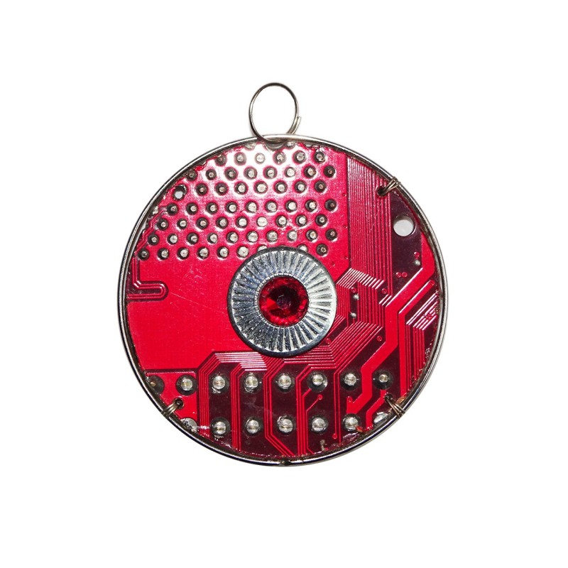 pendentif rouge et cuivre recto-verso