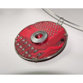 pendentif rouge et cuivre recto-verso