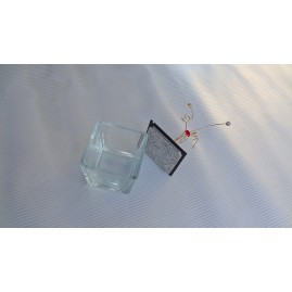 Boite en verre au couvercle vert